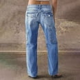 thumbnail image 4 of Women's Low Rise Straight Leg Jeans, Casual Multi Pocket Denim Pants, Stretchy Baggy Fit Jeans for Everyday Wear, Versatile Styling and Daily Outfits Blue L, 4 of 8