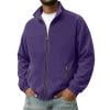 MXUIKV Men's Jacket Fall Plus Size Lightweight Fleece Zip up Mock Neck Casual Coat Outerwear with Pockets(X-Large,Purple)