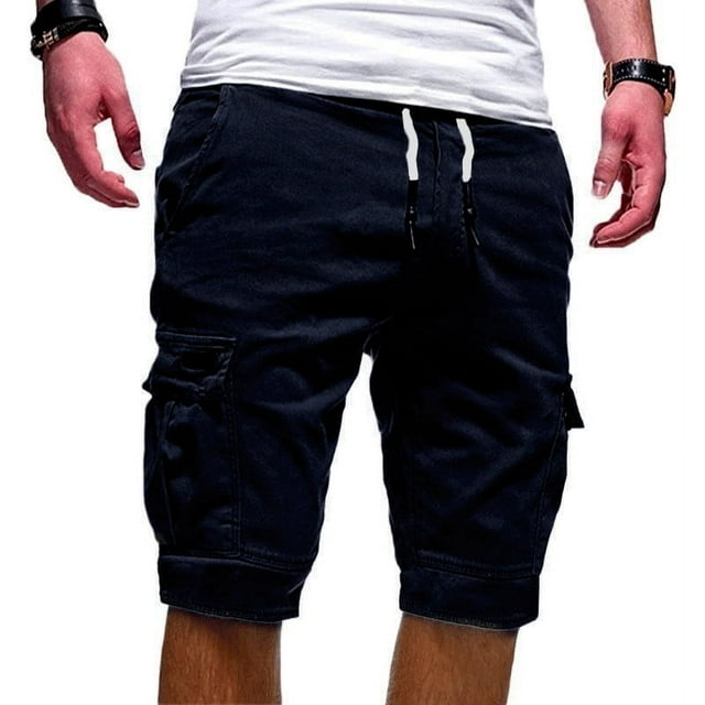 LSLJS Men's Sport Pure Color Bandage Casual Loose Sweatpants Drawstring Shorts Pant