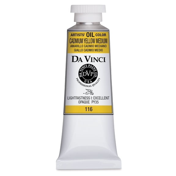 Da Vinci Artists' Oil Color - Cadmium Yellow Medium, 37 ml Tube