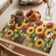 thumbnail image 3 of Summer Sunflower Placemats Set of 12, Retro Watercolor Red Yellow Flower Non-Slip Place Mats Washable Table Mats for Kitchen Dining Table Decorations Indoor/Outdoor, 3 of 9
