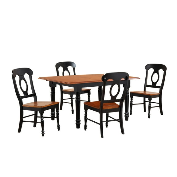 Sunset Trading Black Cherry Selections 5PC 60" 6 Seats Wood Dining Set in Black