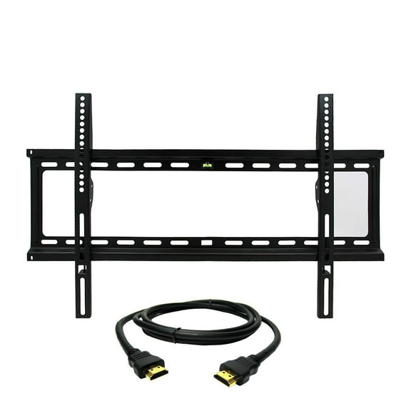 MegaMounts Fixed Wall Mount with Bubble Level for 32-70 in. Displays with HDMI Cable