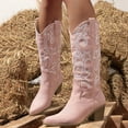 thumbnail image 3 of Chenyee Cowboy Boots for Women Embroidered Pull On Chunky Stacked Heel Knee High Western Booties, 3 of 7