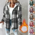 thumbnail image 7 of yardsong Womens Lightweight Buffalo Plaid Jacket 2025 Flannel Hoodies Long Sleeve Button Down Shacket Fleece Lined Hooded Jackets Coat Hot Pink,M, 7 of 7