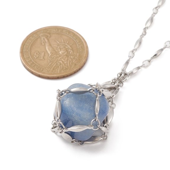 Tarnish Resistant 304 Stainless Steel Link Chain Macrame Pouch Empty Stone Holder for Pendant Necklaces Making with Lobster Claw Clasp Stainless Steel color 17-3/4 inch(45cm)