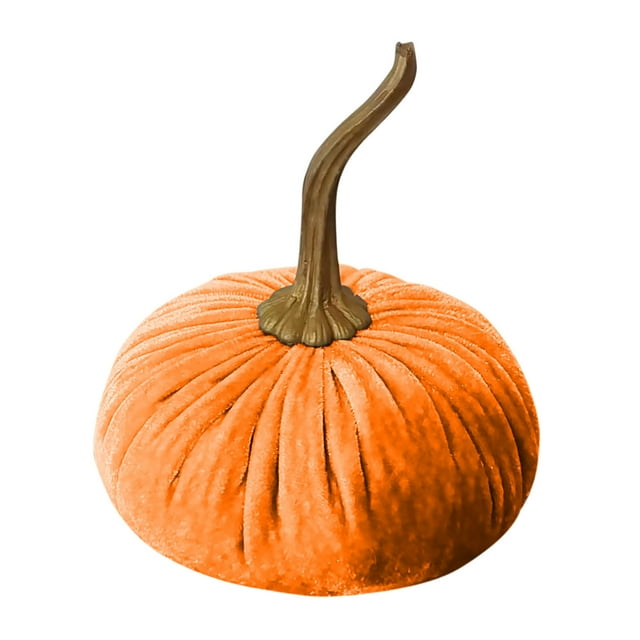 Orange Velvet Pumpkin Decor Real Cloth Foam Thanksgiving Halloween Wedding Table Decor 4.3 Inch Mini Faux Pumpkin For Tiered Tray Display Orange