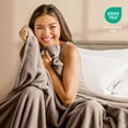 thumbnail image 5 of Bare Home Microplush Fleece Blanket - 300 GSM - Fuzzy Microfleece - Soft & Plush - Throw/Travel, Taupe, 5 of 10
