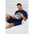 thumbnail image 3 of VULCANODON Mens Pajama Set, Short Sleeved Pajamas Set for Men Lounge Sleepwear with Pockets (Navy, M), 3 of 4