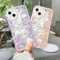 thumbnail image 6 of for iPhone 13 Pro Case Girly Flower Design with Cute Bunny, Kawaii Rabbit Case for iPhone 13 Pro Purple Floral Pattern, Clear Girls Case for iPhone 13 Pro Soft TPU with Camera Protection (Purple), 6 of 7