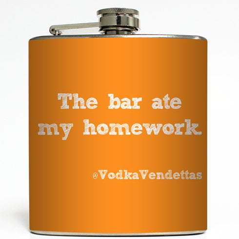 The Bar Ate My Homework - Orange - Liquid Courage Flasks - 6 oz. Stainless Steel Flask