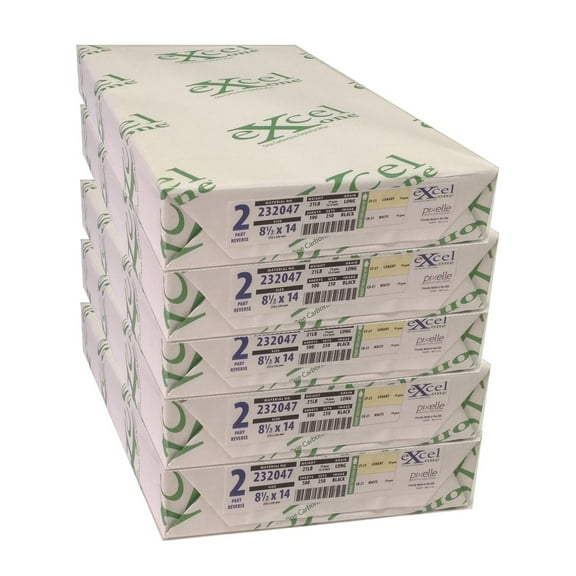 Excel One™ Carbonless 2-Part Reverse Paper (Canary/White), 8.5" x 14", (232047), 250 Sets Per Ream - Five (5) Reams (1250 Sets)
