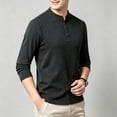 thumbnail image 4 of Chbgutlmr Undershirts for Men Long Sleeve Notch Neck Quarter Button T-Shirts Casual Fall Comfy Plain Shirts, 4 of 5