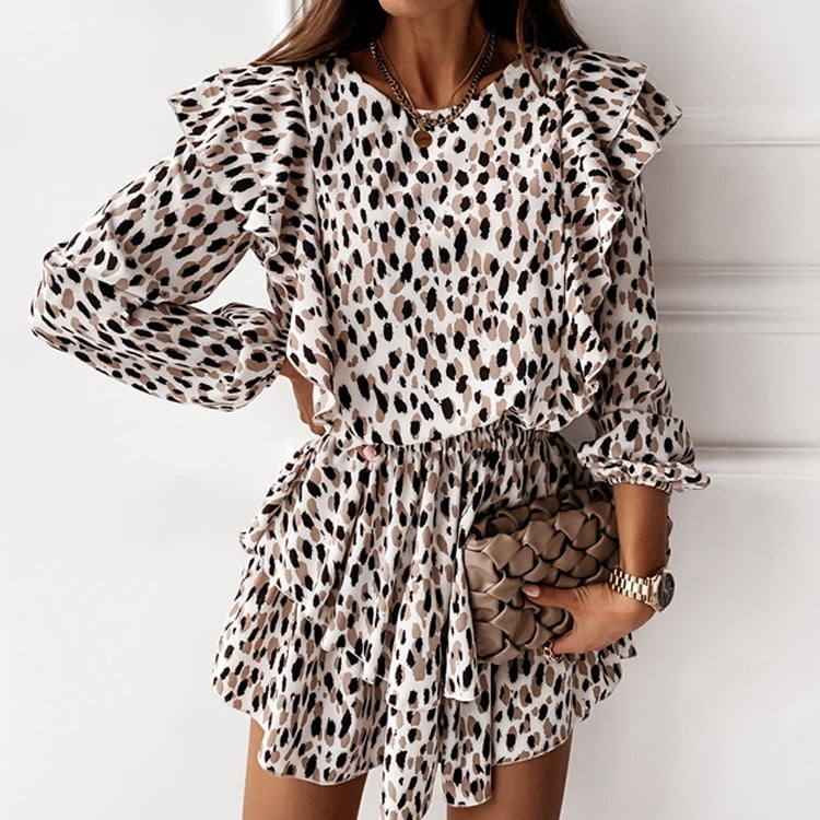 floral dress with leopard print sleeves