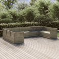 thumbnail image 2 of vidaXL 9 Piece Garden Lounge Set with Cushions Grey Poly Rattan, 2 of 5