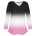 thumbnail image 5 of Womens V Neck T Shirts, Long Sleeve Shirts for Women Fall Fashion Loose Fit Ombre Tie Dye Dressy Blouses T-Shirts with Oblique Buttons S-2XL, 5 of 6