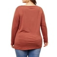 thumbnail image 3 of Agnes Orinda Plus Size Top for Women Side Button Square Neck Long Sleeve Casual Tunic Blouse 3X Red Brown, 3 of 6
