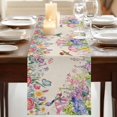 thumbnail image 3 of Table Runners 90 Inches Long Dress Scarves, Watercolor Flowers Farmhouse Coffee/Dining/Kitchen Table Runner for Living Room, Spring Hummingbird Butterflly Floral Beige 13x90 Inch, 3 of 9