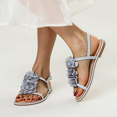 

Vedolay Platform Sandals Sandals for Women Summer Elastic Ankle Strap Flip Flops Casual Bohemian Beach Thong Sandals Shoes White 8.5