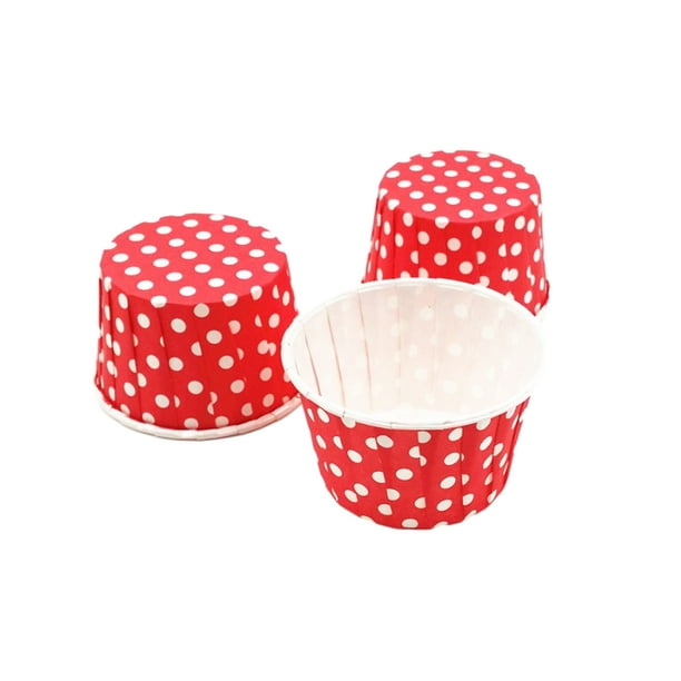 Wosthever 50 Uds. De vasos para helado de 200ml, cuencos de papel de un solo para postres, recipientes para comida para llevar, bandeja para Herramientas y accesorios para hornear Punto/Rojo