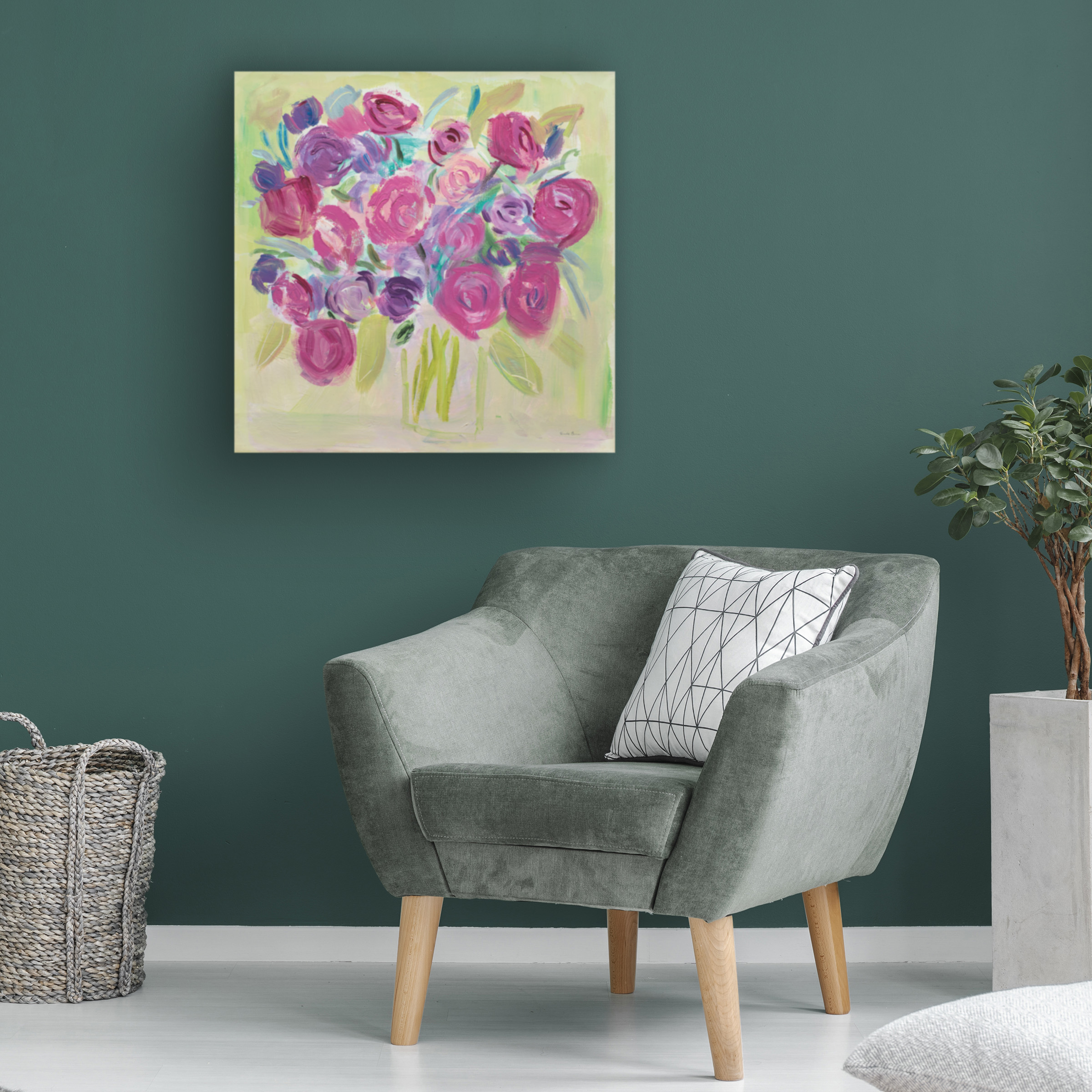 Farida Zaman 'Pink Roses' Canvas Art