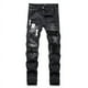 thumbnail image 1 of Pantalones vaqueros negros retro con agujeros para hombre, pantalones ajustados elásticos de moda, pantalones versátiles para hombre, AM, europeo, 1 of 5