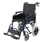Transport Wheelchair with Hand Brakes and Footrests, Foldable With 12 inch Wheels Support Up to 220 lbs