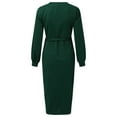 thumbnail image 6 of Sngxgn Women Square Neck Lantern Long Sleeve Ruched Mini Dress(Green,M), 6 of 7