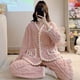 thumbnail image 1 of Pijama de vellón coral para mujer, cárdigan dulce de invierno, manga larga, talla grande, traje de ropa de casa para niña gordita, 1 of 4