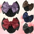 thumbnail image 3 of Happy date Bowknot Snood Net Barrette Hair Clip Bun Cover Hairnet Lace Bow Decor for Woman, 3 of 7