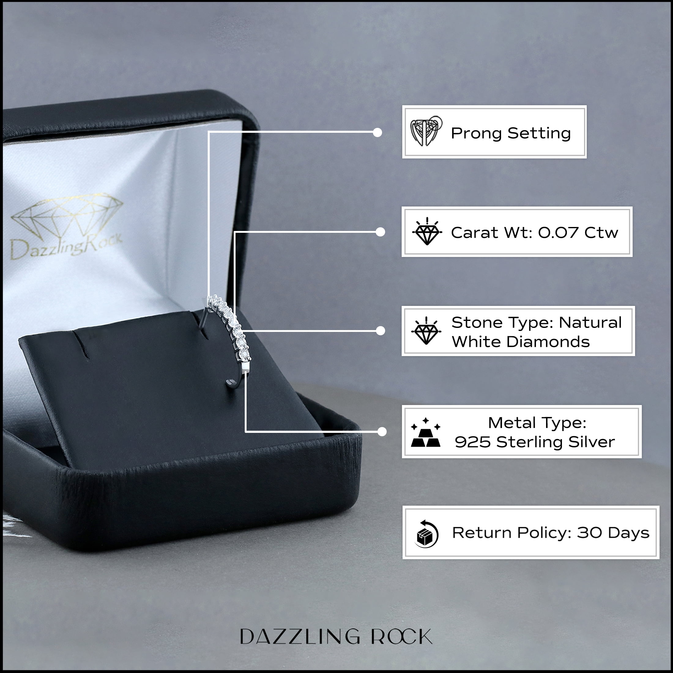 Dazzlingrock Collection 0.07 Ctw Natural Round White Diamond J Shaped Classic Hoop Earring (1Pc Only) for Women in 925 Sterling Silver in Screw Back