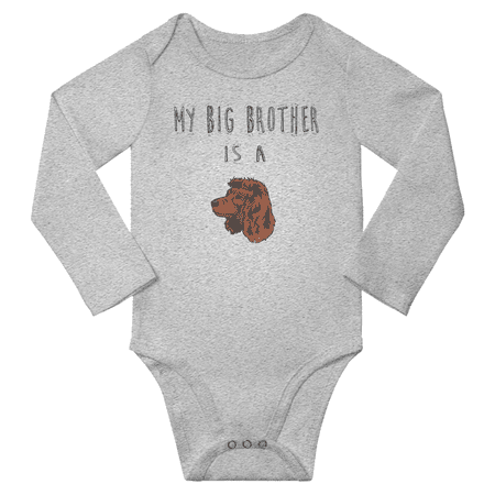

My Big Brother is a American Water Spaniel Dog Funny Baby Long Sleeve Bodysuit Boy Girl (Gray 12-18M)