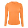 thumbnail image 4 of Womens Long Sleeve Stretch Crewneck Ribbed T Shirt, Polyester, with Front Pleated Design, 4 of 4