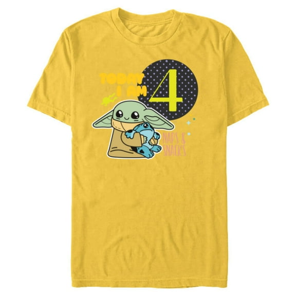 Star Wars Grogu Today I Am 4 Birthday - Short Sleeve Blended T-Shirt for Adults - Customized-Yellow