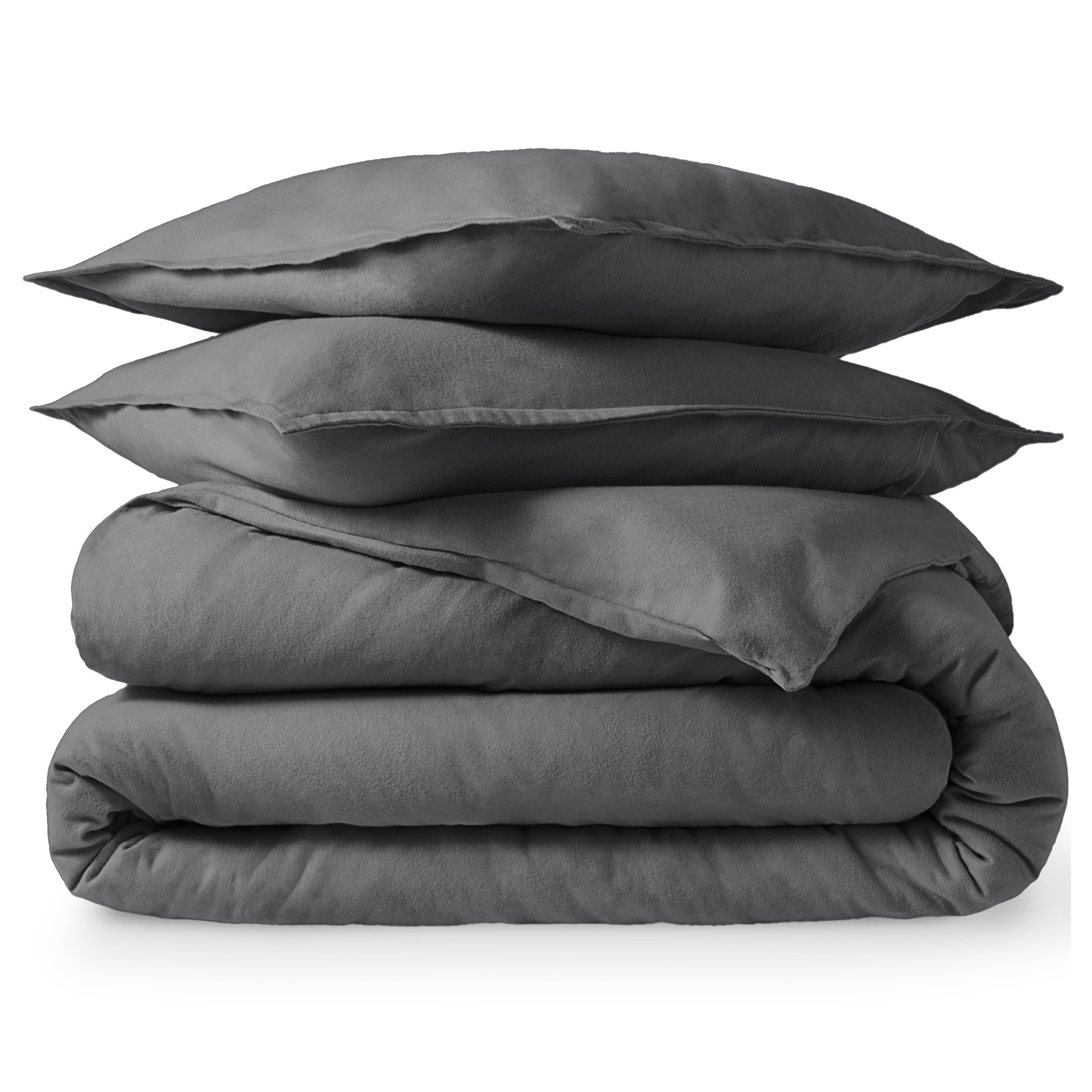 Bare Home Flannel Duvet Cover Set - 100% Flannel Cotton - Double Brushed - Queen, Gray