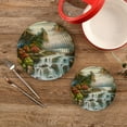 thumbnail image 2 of GZHJMY 2PCS Landscape Painting Trivets Pot Holders Set and Placemats Set, Hot Pads, Table Mats for Cooking and Baking, Cotton Braided Hot Pads, 7.09"+9.45", 2 of 7