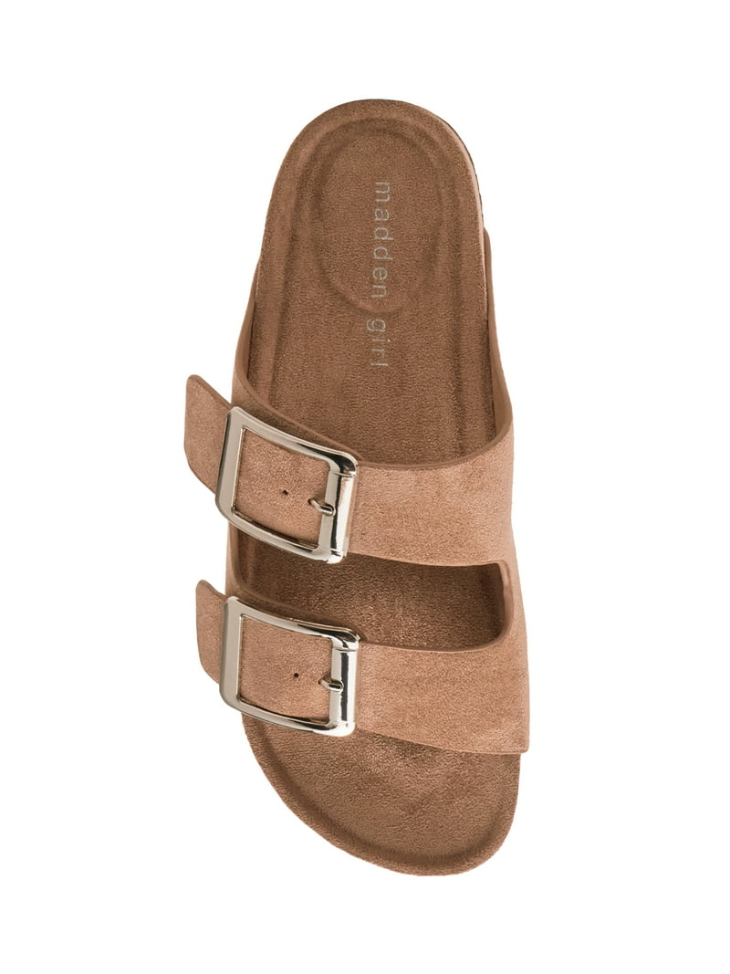 Madden Girl Women's Bodie Two Strap Buckle Footbed Sandals