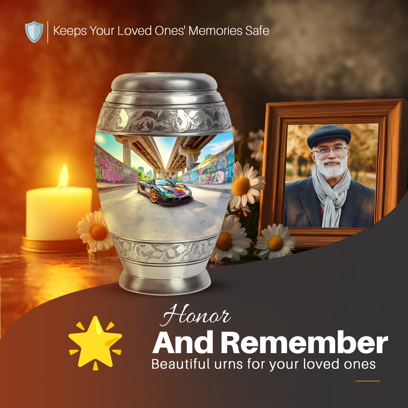 Yatskia Colorful Car Small Cremation Urns for Human Ashes Keepsake Adult Male and Female, Mini Memorial Urn for Adult Ashes, (Monar 3 Inch, Pack of 1)