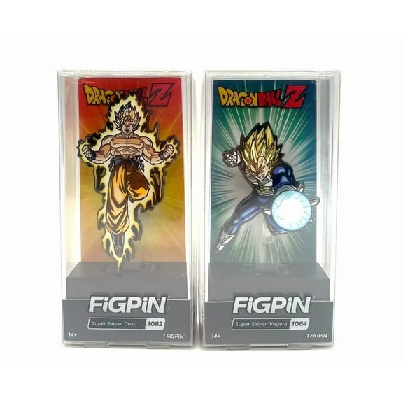 FiGPiN Dragon Ball Z SS Goku #1062 & SS Vegeta #1064 Collectible Pins Set of 2