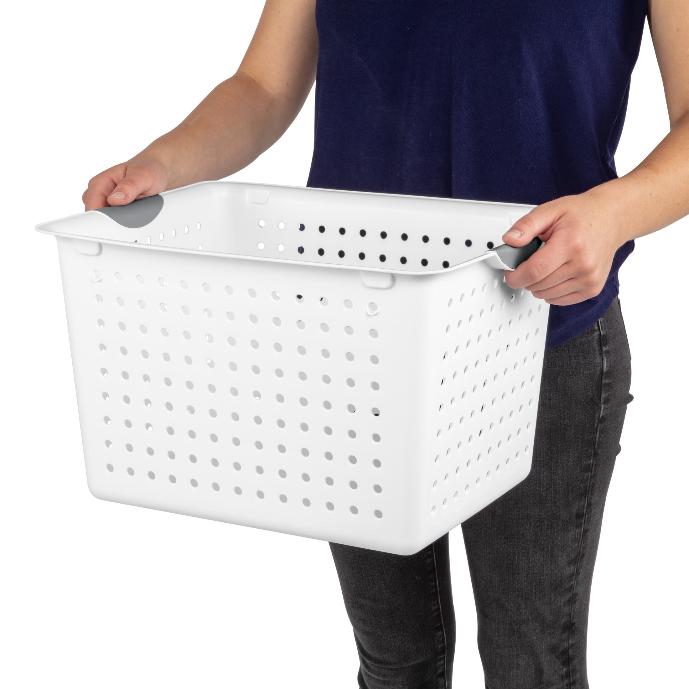 Sterilite Deep Ultra™ Basket, Open Plastic Storage Bin, Organization Solution, White