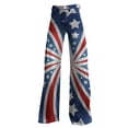 thumbnail image 4 of QIJUNTUO Women's Independence Day Wide Leg Palazzo Pants With Elastic Waist & Patriotic Print Summer Casual Lounge Wear, 4 of 4