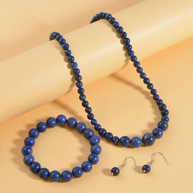 Shop LC Lapis Lazuli Bead Necklace for Women 925 Sterling Silver Jewelry  Magnetic Clasp Birthday Wedding 18\