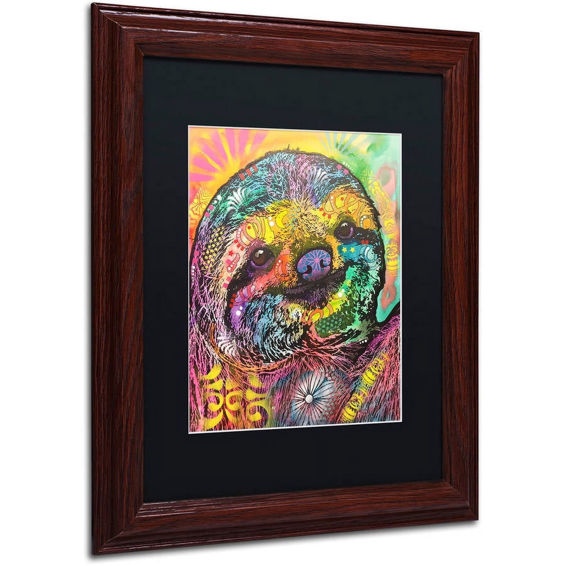 Trademark Fine Art "Sloth" Canvas Art by Dean Russo, Black Matte, Wood Frame