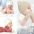 thumbnail image 6 of Newborn Baby Beanie Hat Gloves Set, 2pcs Toddler Kids Solid Soft Winter Warm Knit Hat with Gloves for Unisex Boys Girls (White & Pink,3-24 Months), 6 of 7