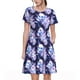 thumbnail image 1 of Balery blue starry sky Skull flower Vestidos sueltos de manga corta para mujer, vestidos de verano 2025, vestidos casuales de corte A con vuelo., 1 of 6