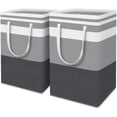 thumbnail image 1 of Paquete de 2 cestas grandes para la colada, impermeables, plegables y altas con asas extendidas para ropa, juguetes en el dormitorio y la familia (gris degradado, 75 L), 1 of 1