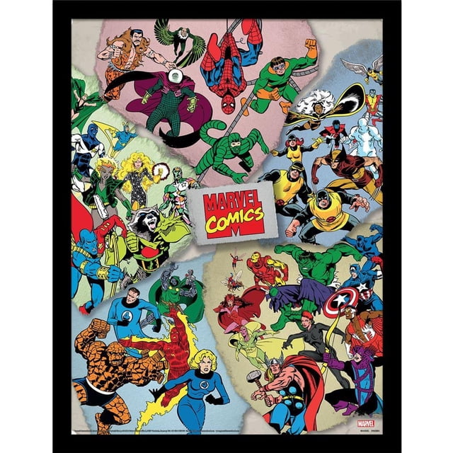 Marvel Comics Héros Déchirés Affiche Encadrée