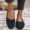 thumbnail image 2 of Womens Penny Loafers Vintage Pattern Round Toe Stitching Slip on Moccasin Flat Shoes Comfortable Arch Support Orthopedic Shoes Black Size 6.5, 2 of 9