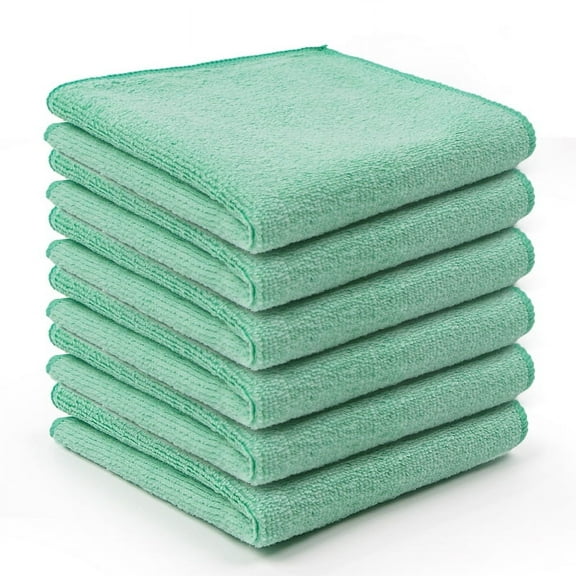 Dtwnek 6 Pack Microfiber Cleaning Cloth Absorbent Cleaning Rags Kitchen Towels Dusting Cloth for House, Kitchen, Car, Window, 12" x 12"