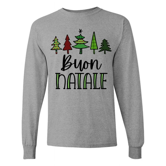 Inktastic Buon Natale Festive Christmas Trees Long Sleeve T-Shirt